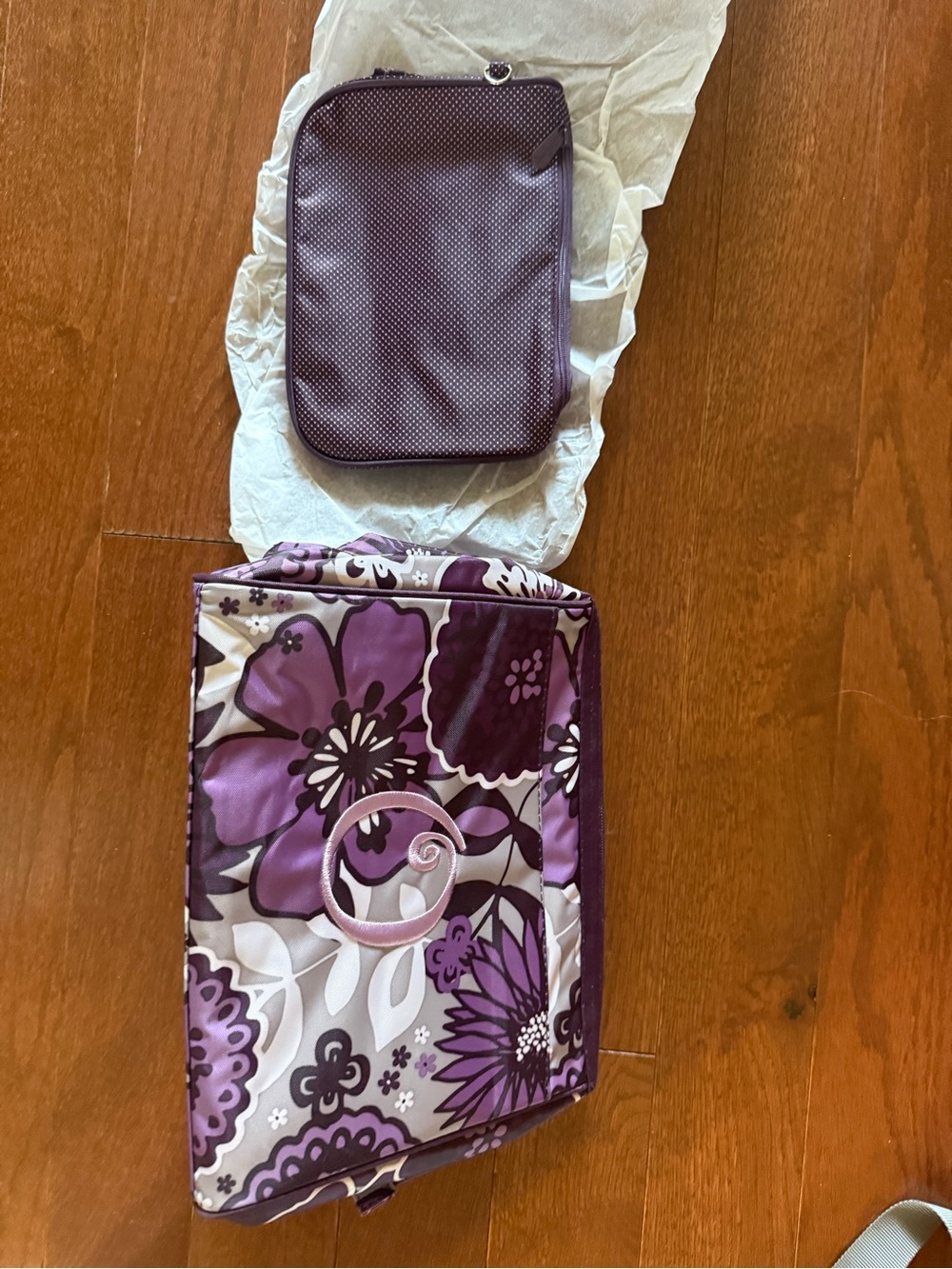 thirty-one Purple Floral Electronics Organizer Case and Coin Pouch